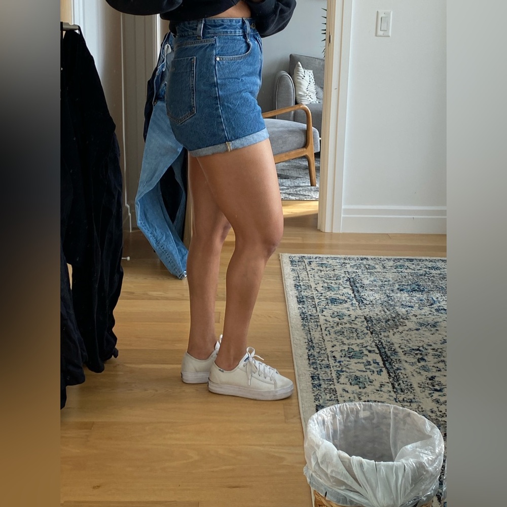 Zara high ride denim shorts in blue